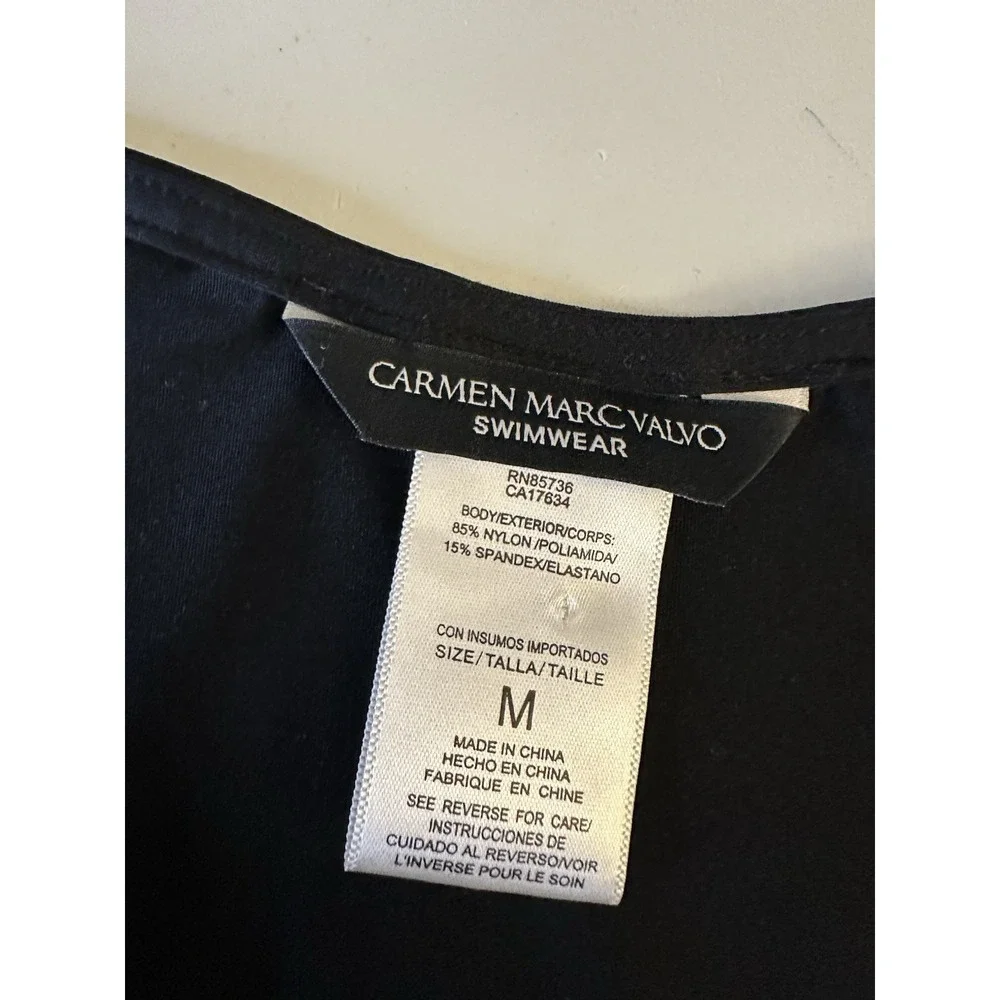 CARMEN‎ MARC VALVO Swim Dress Women's Sz M Black Ruched Beach Resort Cruise